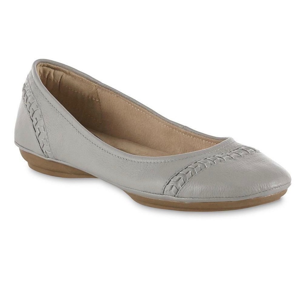 I-Comfort by I-Tech Womens Grey Braided Whipstitch Ballet Flats Memory Foam Sz 8